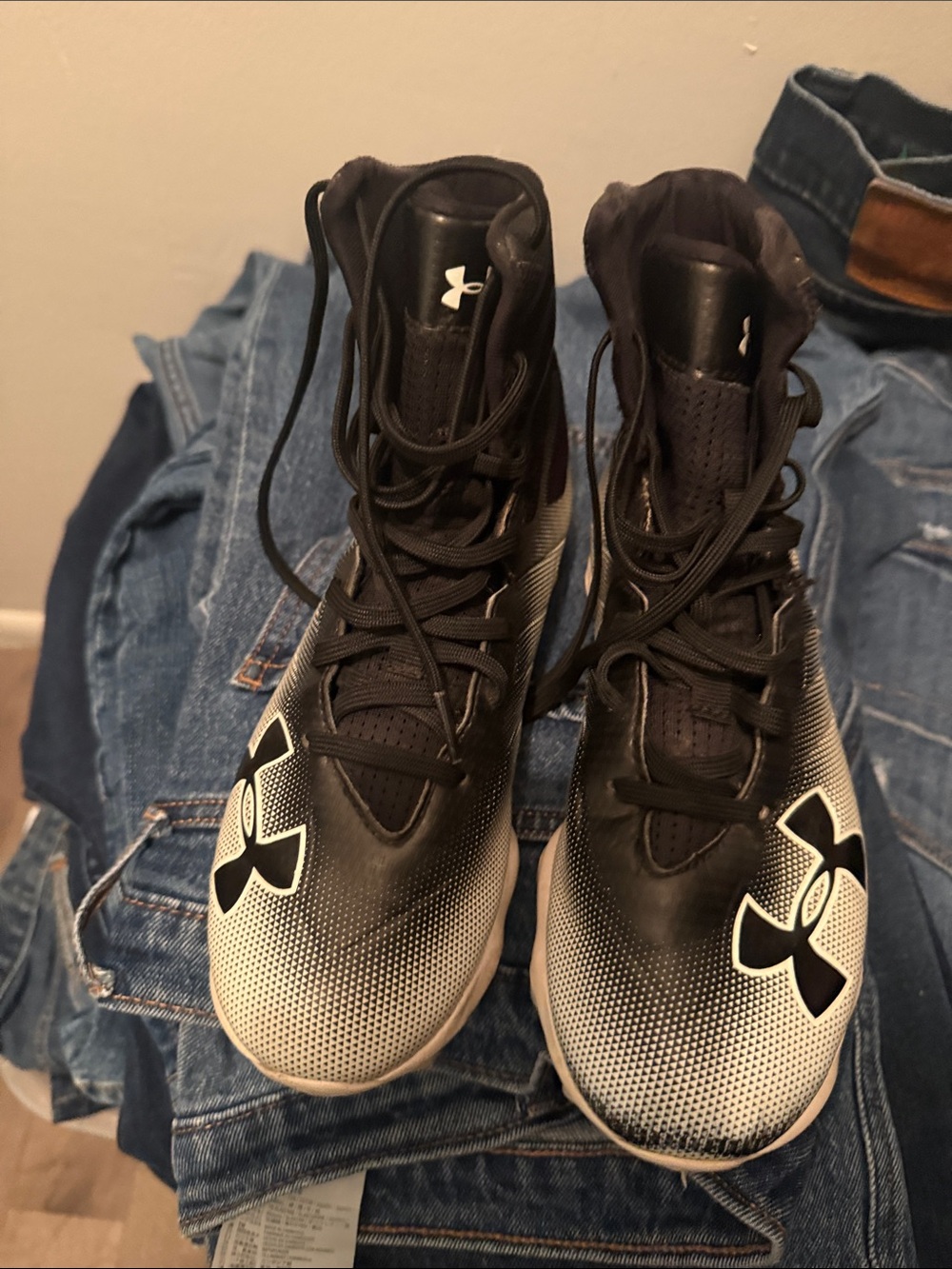 Under Armour Black and White Gradient High-Top Sneakers